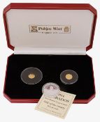 Pobjoy Mint Two Elizabeth II Isle of Man gold 1/25 crowns, 1998 and 1999