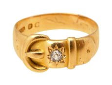 A Victorian diamond set buckle ring