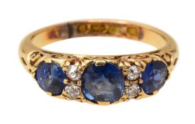 A late 19th Century sapphire and diamond-set ring