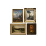 A group of four oil paintings