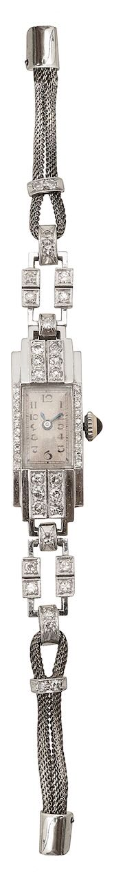 Art Deco Platinum, white gold & diamond cocktail watch