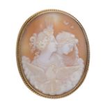 A finely carved large Victorian cameo brooch