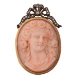 A 19th century angel skin coral pendant