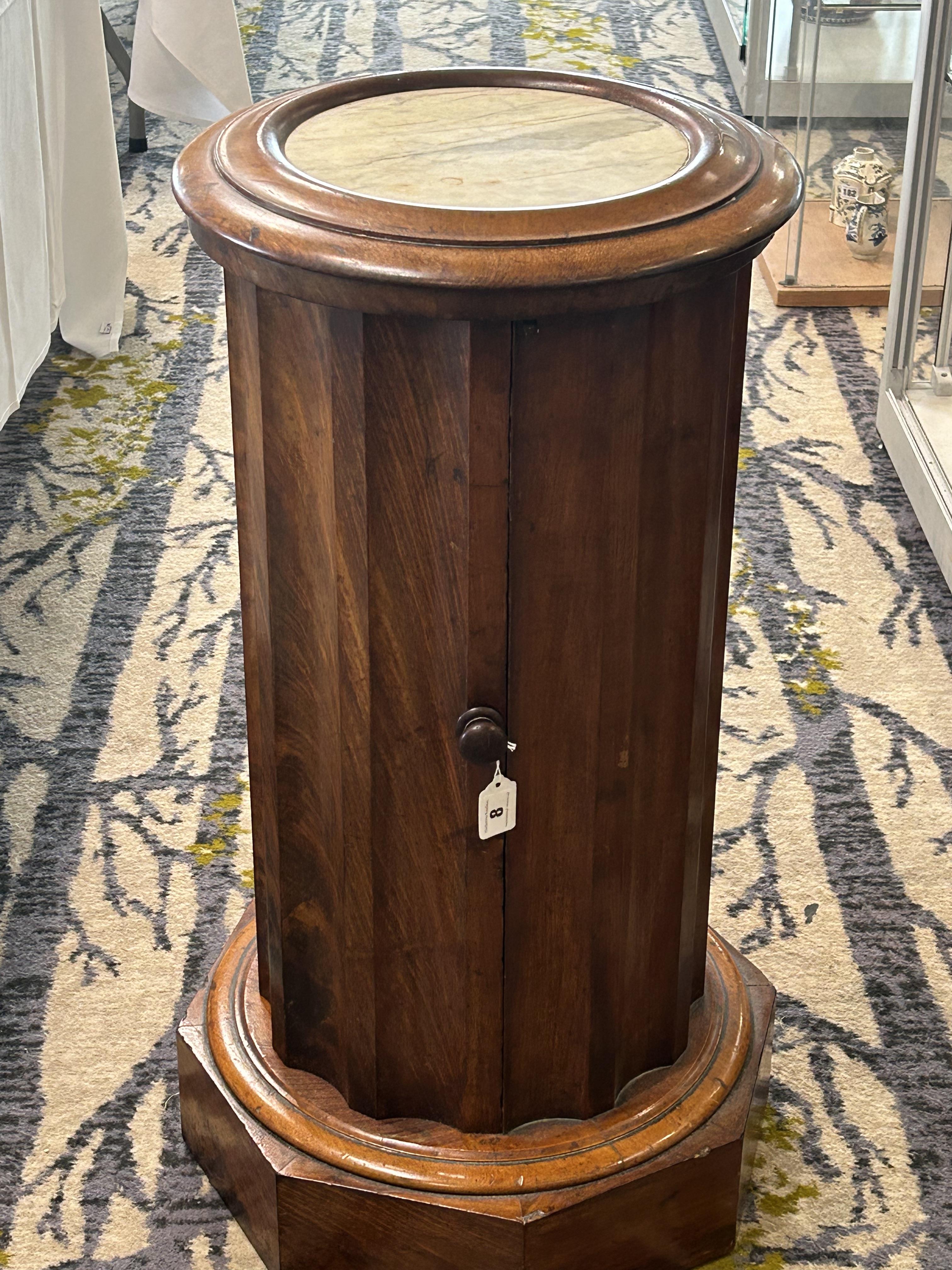 A Victorian mahogany cylindrical fluted pedestal pot cupboard - Image 2 of 7