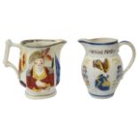 Two early 19th century Staffordshire pearlware commemorative jugs