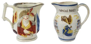Two early 19th century Staffordshire pearlware commemorative jugs