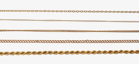 A collection of 9ct chains