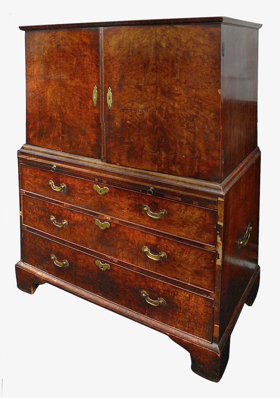 A George I burr walnut cabinet on chest - Image 2 of 4