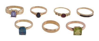A collection of gem set rings (qty)