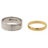 Two 18ct gold bands