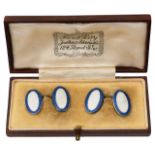 A pair of gentleman's silver and guilloche enamel cufflinks