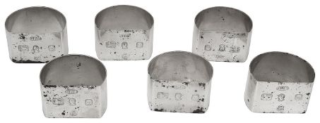 A set of six Elizabeth II silver napkin rings