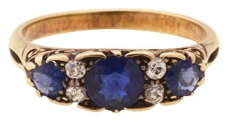An Edwardian sapphire and diamond-set ring