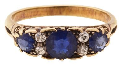 An Edwardian sapphire and diamond-set ring