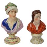 Two early 19th century Staffordshire pearlware busts