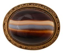 A mid Victorian banded agate brooch