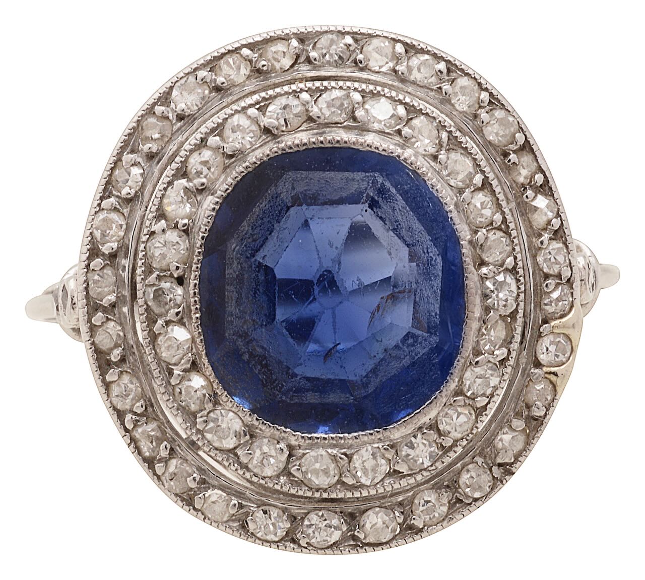 A sapphire and diamond-set cluster ring