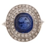 A sapphire and diamond-set cluster ring