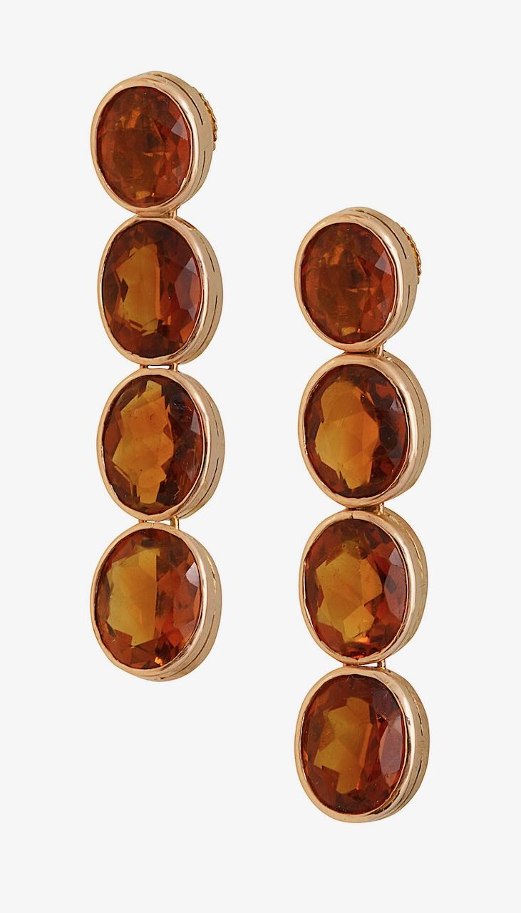 A pair of citrine drop earrings