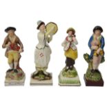 Four early 19th century Staffordshire pearlware figures of musicians