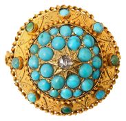 A mid 19th century turquoise and yellow gold locket brooch