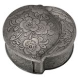 A 19th century Chinese pewter peach shaped snuff box