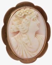 A shell cameo 'angel skin' brooch