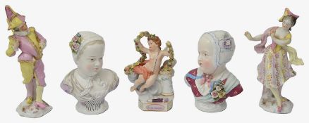 Late 19th century continental porcelain figures and busts