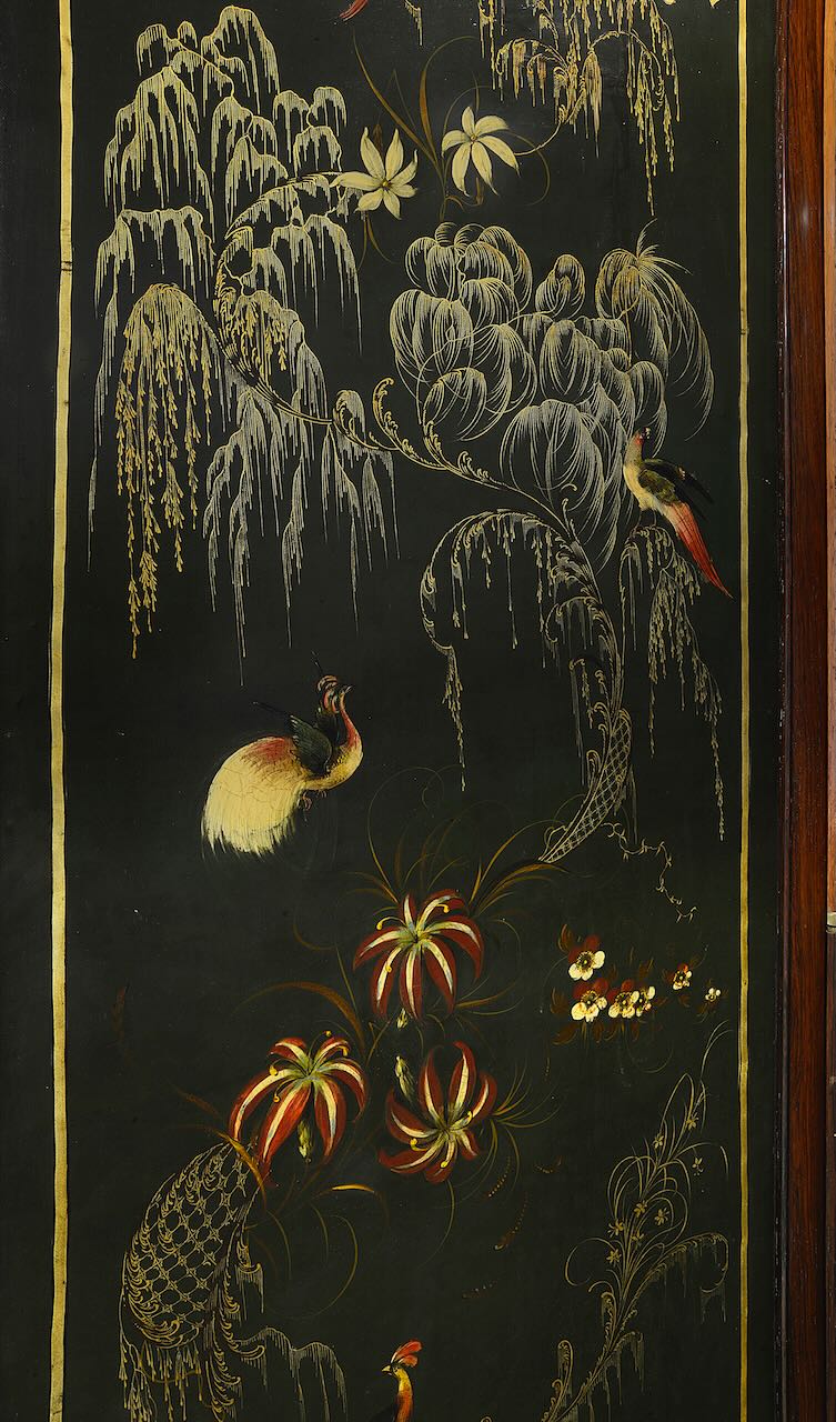 An early Victorian rosewood framed four fold room screen - Image 3 of 7