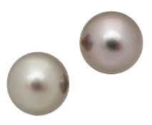 A pair of grey Tahitian pearl ear studs