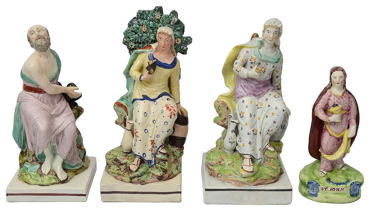 Four early 19th century Staffordshire pearlware figures of biblical characters