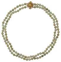 A double strand of jade beads