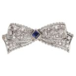 A diamond and sapphire brooch