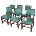 A set of six Victorian Gothic Revival oak side chairs