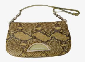 A Christian Dior 2000 shoulder green python bag