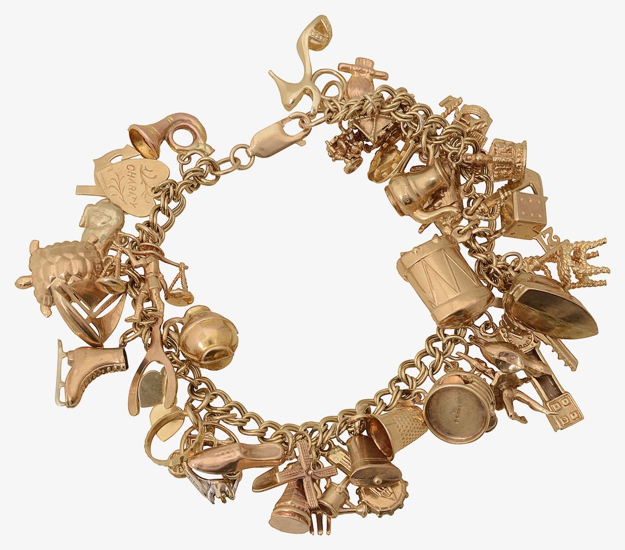 A 9ct gold charm bracelet