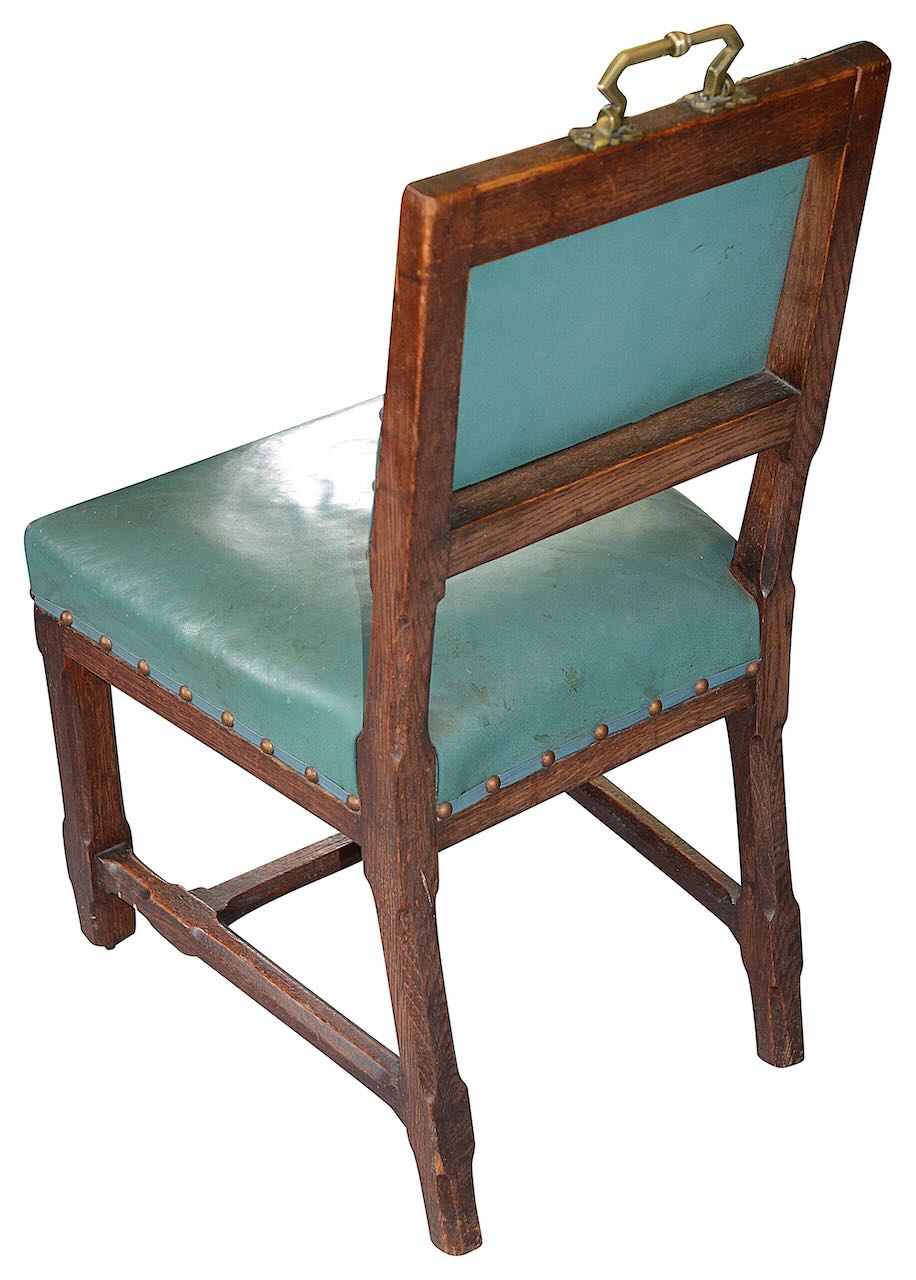 A set of six Victorian Gothic Revival oak side chairs - Image 3 of 3