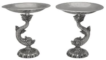 A pair of 20th century continental electroplated tazzas