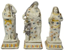 late 18th C Staffordshire pearlware figure group of Faith Hope and Charity