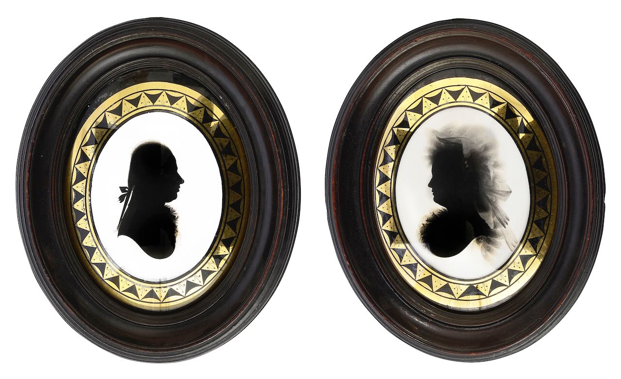 Studio of John Miers, British (1758-1821) A pair of silhouette portraits of a lady and gentleman