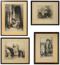 Hedley Fitton (British, 1859-1929) Four drypoint etchings