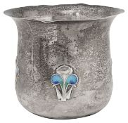 An Edwardian Art Nouveau silver and enamel sugar bowl