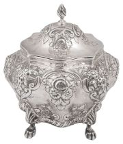 A late Victorian silver tea caddy