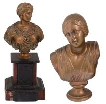Two late 19th century French Barbedienne patinated bronze busts