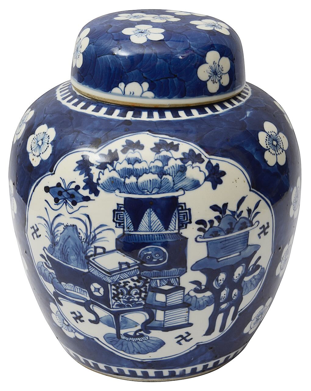 A Chinese blue and white ginger jar and cover