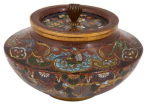 A Japanese Meiji period cloisonne koro and cover