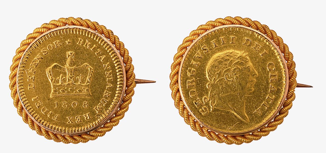 Two George III Third-Guinea brooches