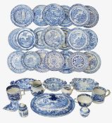 Late 18th and 19th century blue and white transfer decorated pearlware
