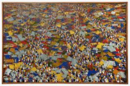 Ablade Glover (Ghanaian, b.1934) 'Crowded Market'