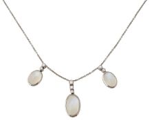 A moonstone & diamond necklace